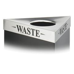 STAINLESS STEEL LID TRIFECTA FOR WASTE RECEPTACLES ETCHED WORD WASTE ON LID