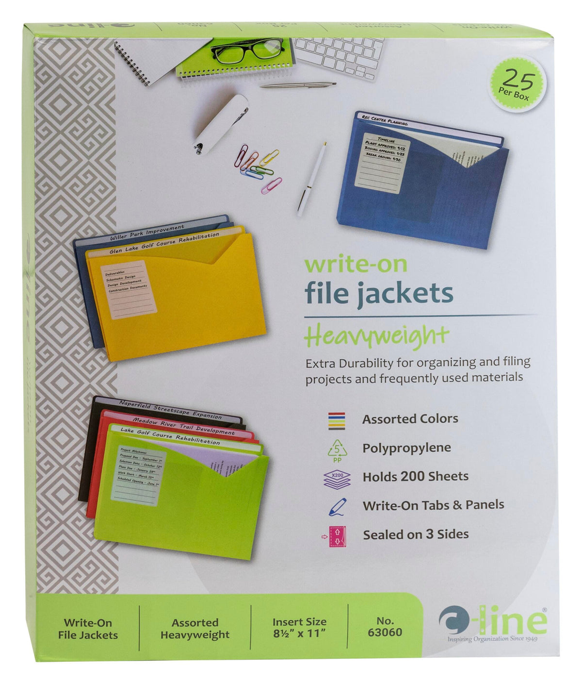 FILE JACKET POLY WRITE ON LETTER ASST COLOR PACK OF 25