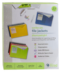 FILE JACKET POLY WRITE ON LETTER ASST COLOR PACK OF 25