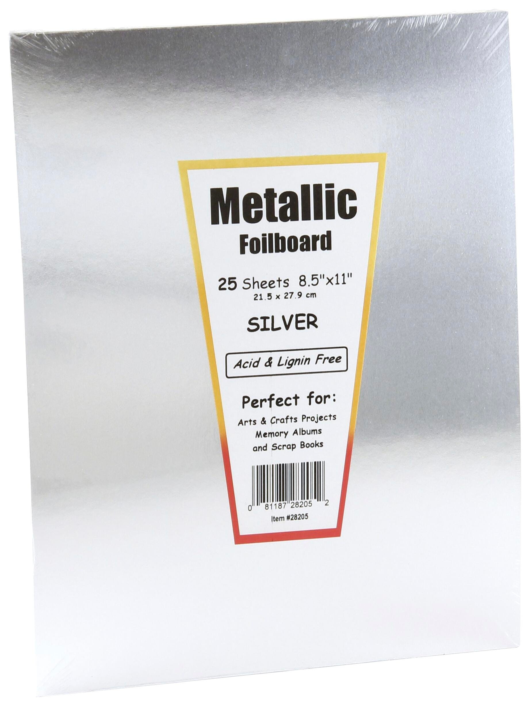 BOARD METALLIC SILVER FOILBOARD 8.5X11 PACK OF 25