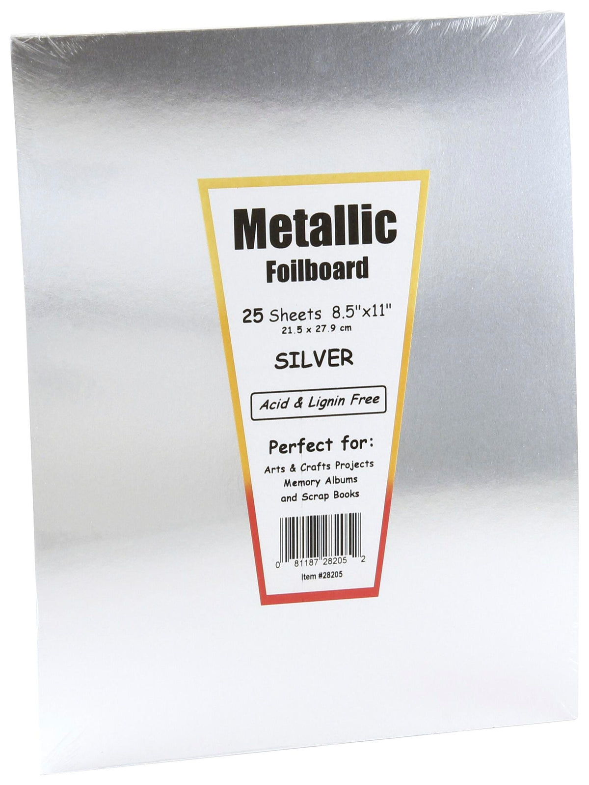 BOARD METALLIC SILVER FOILBOARD 8.5X11 PACK OF 25