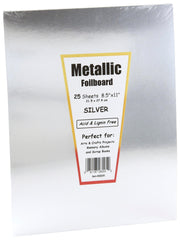 BOARD METALLIC SILVER FOILBOARD 8.5X11 PACK OF 25