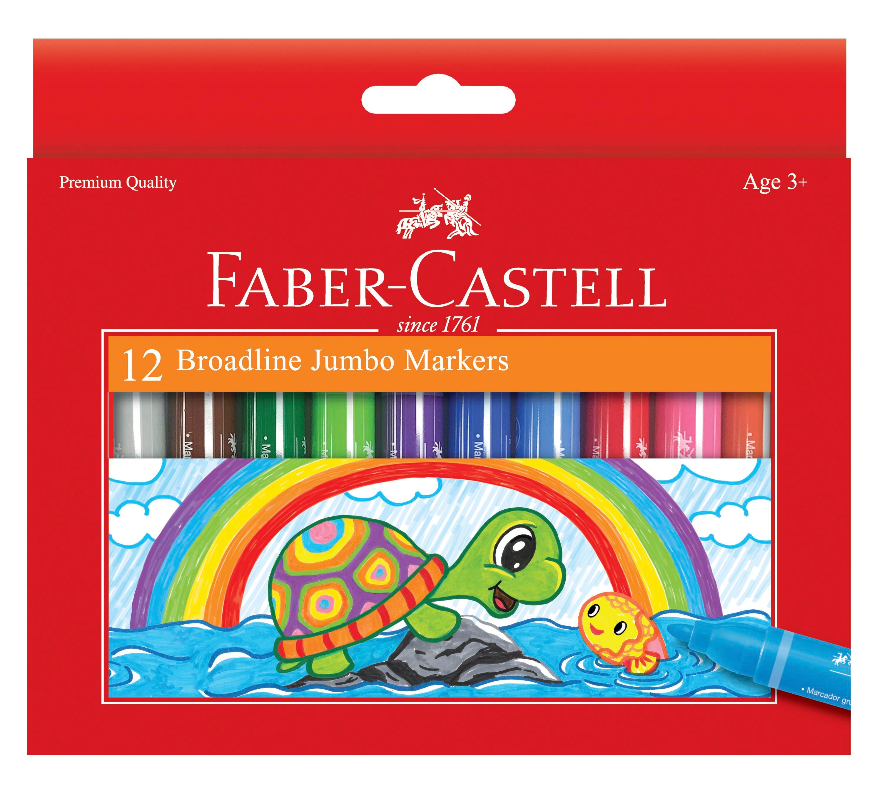MARKERS WASH FABER-CASTELL JUMBO BROADLINE ASST COLORS SET OF 12