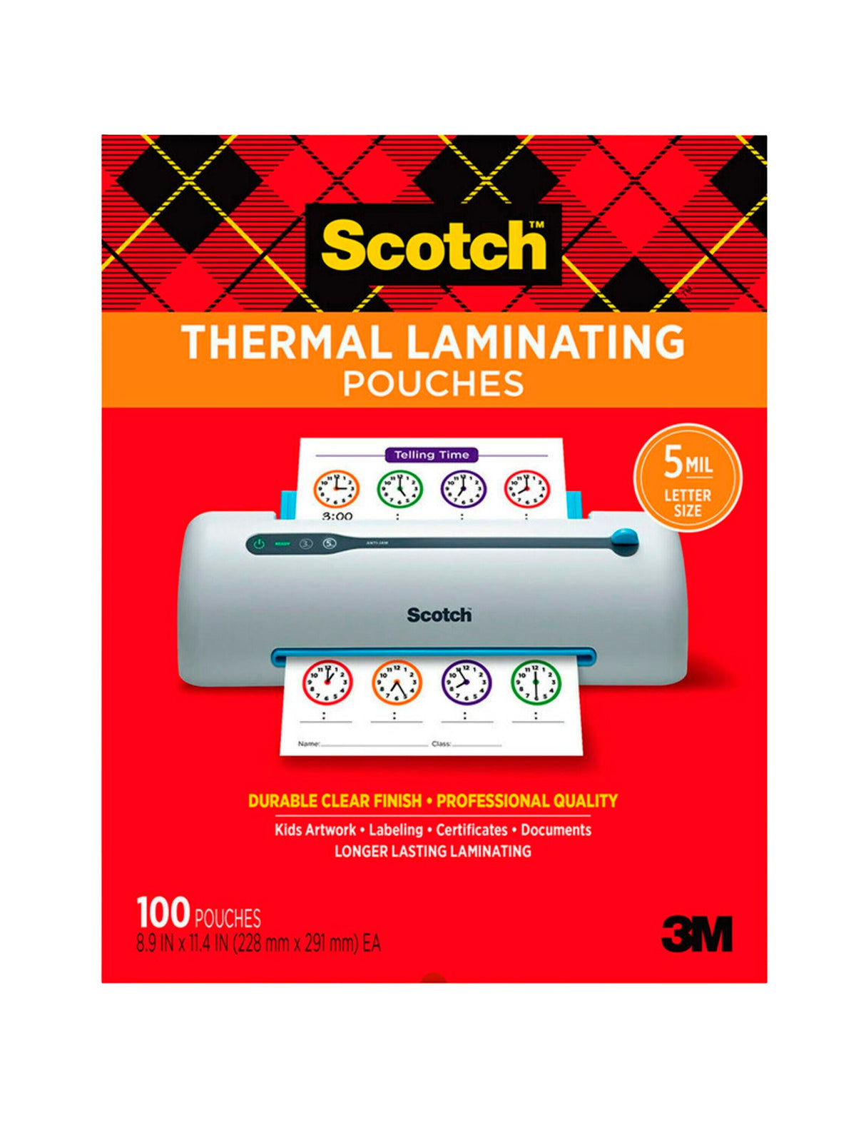 SCOTCH LAMINATING POUCH - 9 X 11-1/2 INCH - 5MIL - PACK OF 100