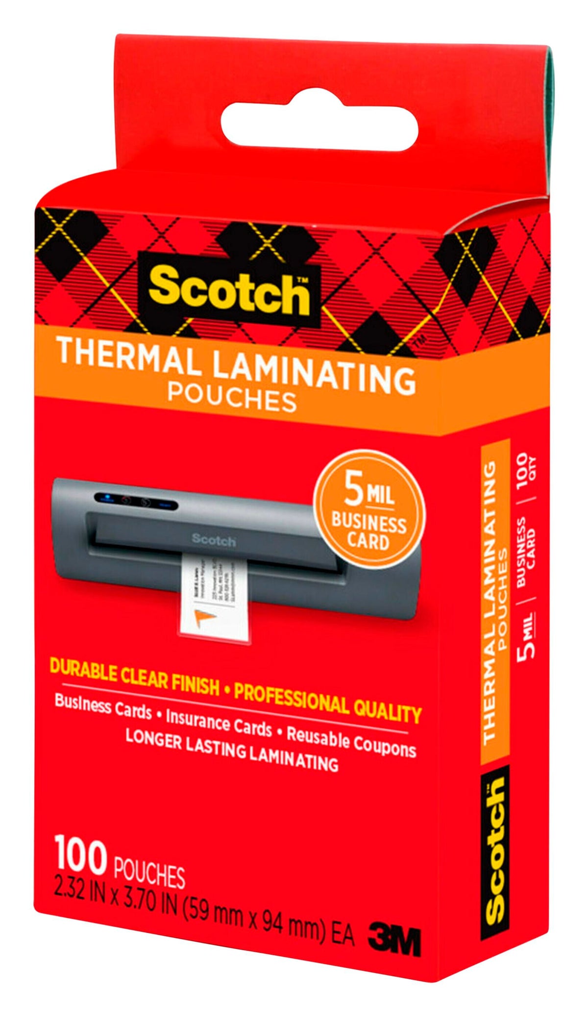 LAMINATING POUCH - SCOTCH BUSINESS CARD SIZE - 2-1/4 X 3-3/4 INCH - 5MIL - PACK OF 100
