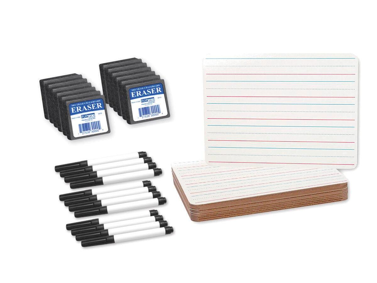 DRY ERASE BOARD TWO SIDED RULED PLAIN CLASSROOM SET OF 36
