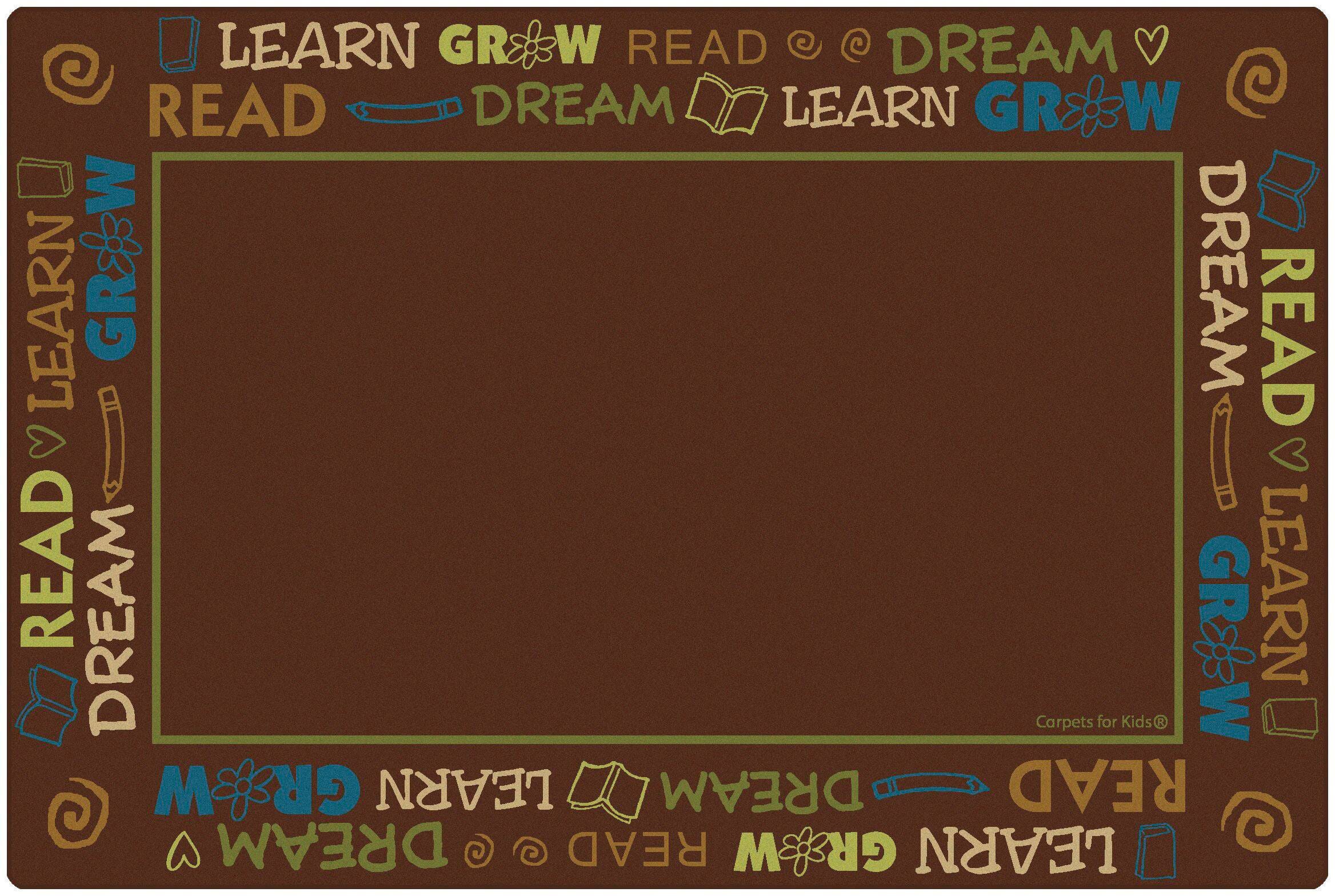 CARPETS FOR KIDS - PREMIUM READ TO DREAM BORDER - 6 FT X 9 FT RECTANGLE - BROWN