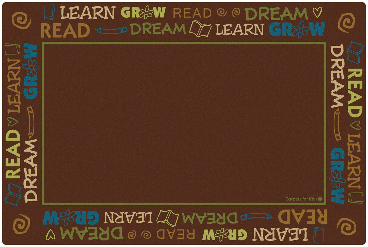 CARPETS FOR KIDS - PREMIUM READ TO DREAM BORDER - 6 FT X 9 FT RECTANGLE - BROWN