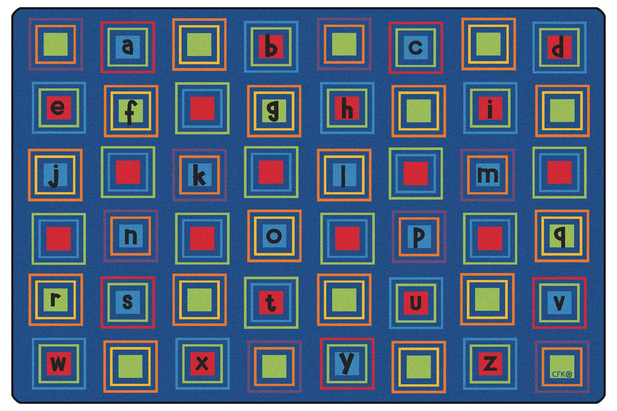 CARPETS FOR KIDS - PREMIUM LITERACY SQUARES - 6 FT X 9 FT RECTANGLE - PRIMARY