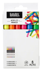 PAINT MARKERS LIQUITEX FLUORESCENT FINE SET OF 6