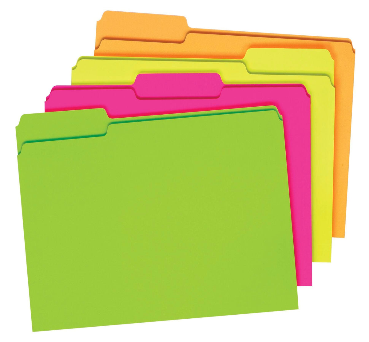 FILE FOLDER NEON GLOW LETTER 1/3 CUT PK OF 24
