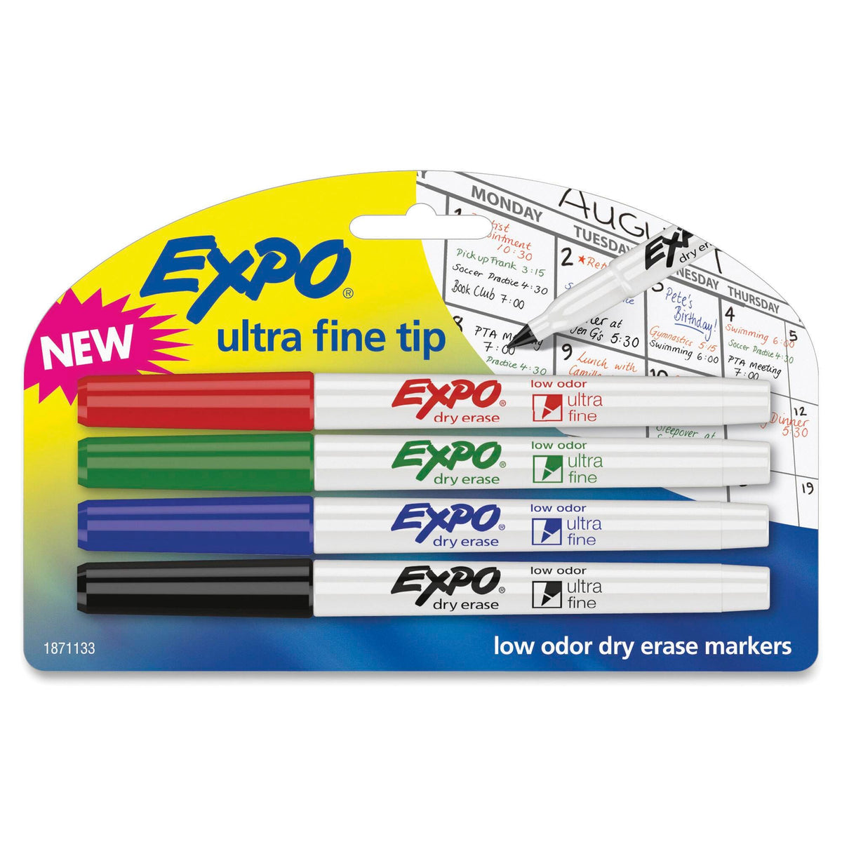 DRY ERASE MARKERS EXPO LOW ODOR ULTRA FINE ASSORTED SET OF 4