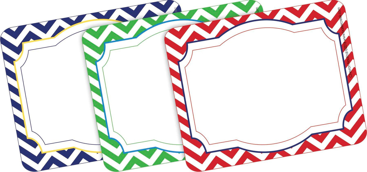 NAME TAGS CHEVRON NAUTICAL 3.5X2.75 IN SET OF 45