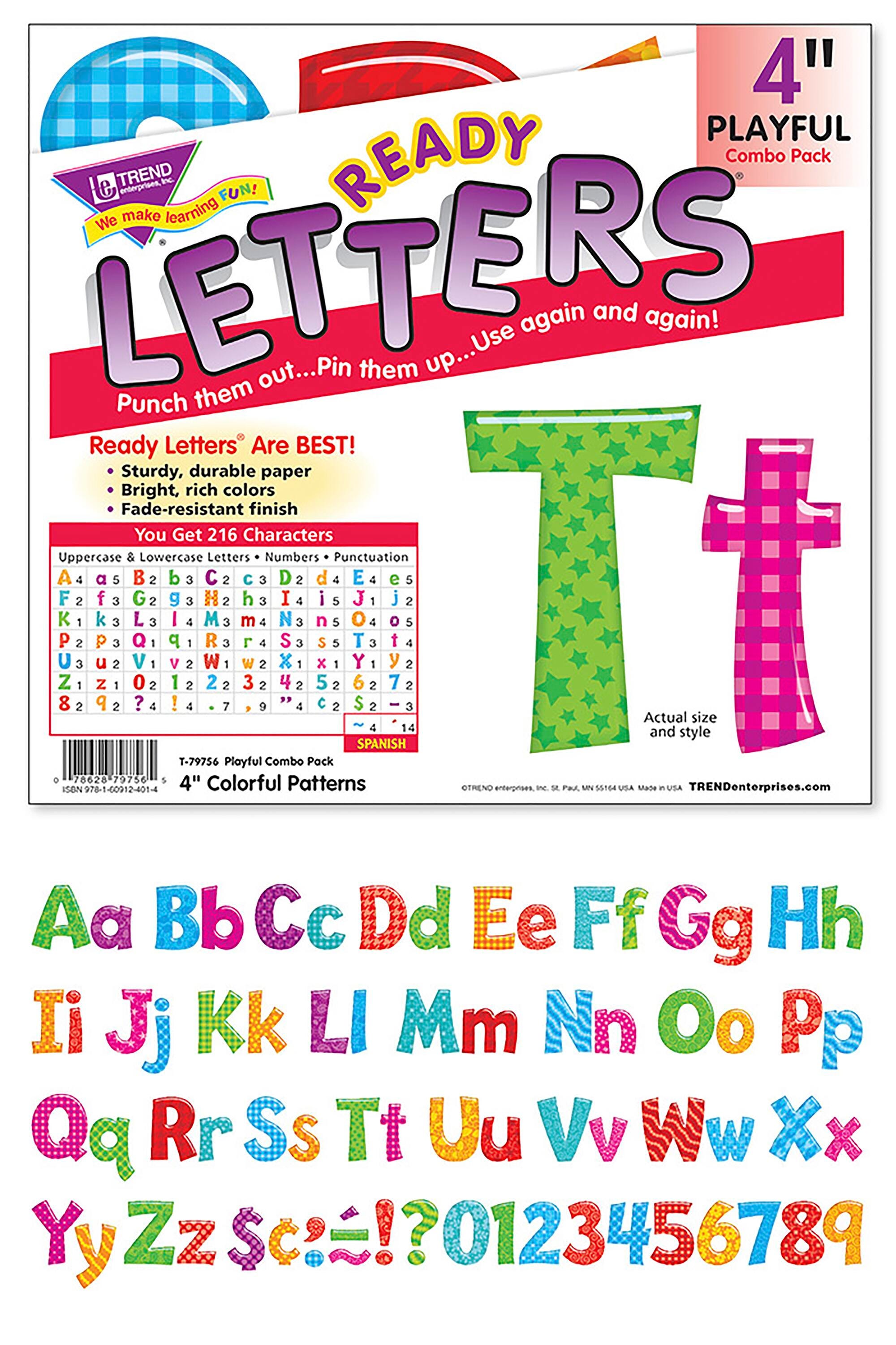 LETTERS READY TREND COLORFUL PATTERNS 4 IN SET OF 216