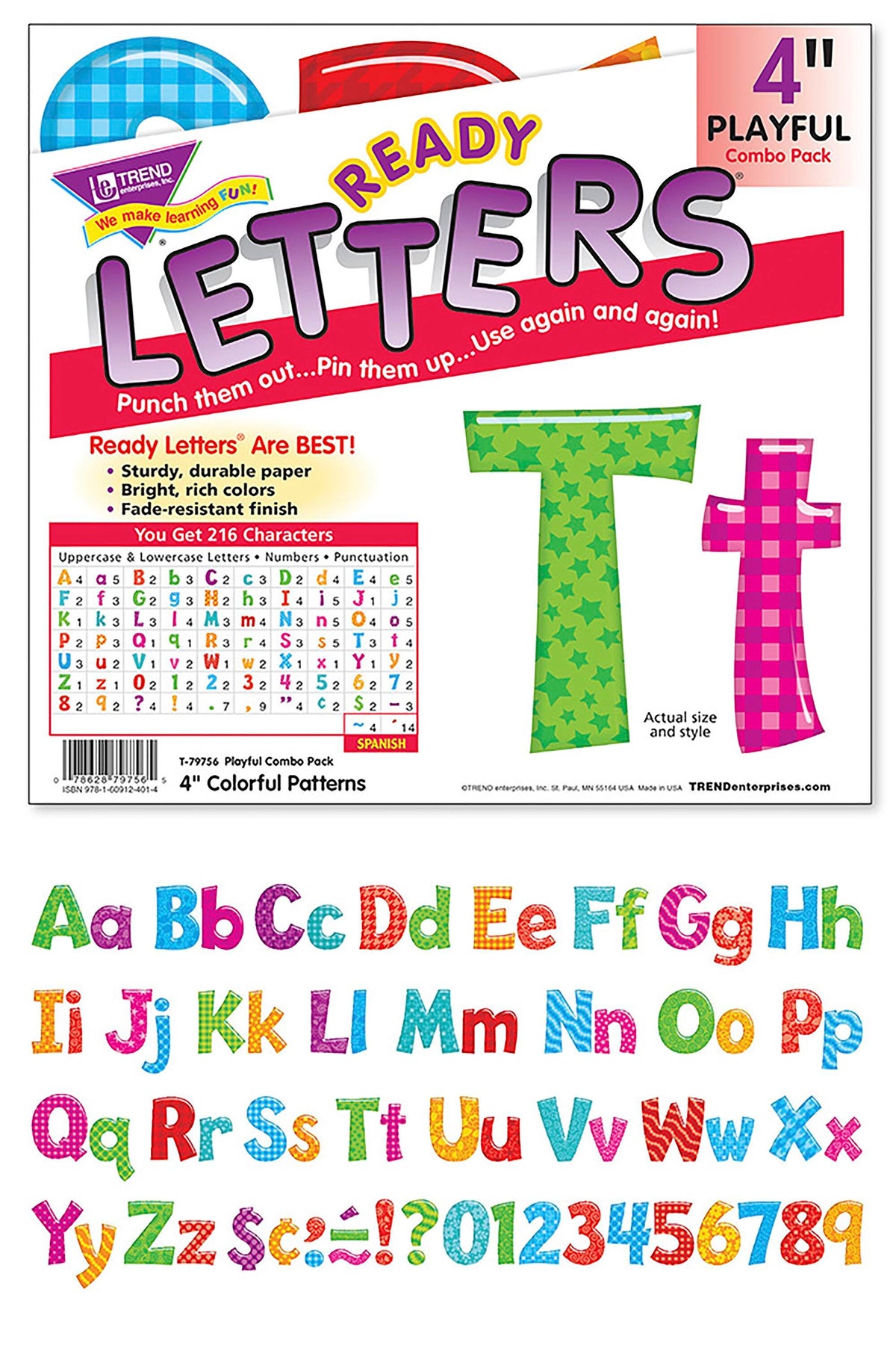 LETTERS READY TREND COLORFUL PATTERNS 4 IN SET OF 216