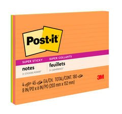 POST-IT SUPER STICKY MEETING NOTES 8 X 6 PACK OF 4
