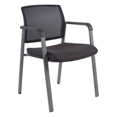CHAIR GUEST MESH BACK - FABRIC SEAT - BLACK..