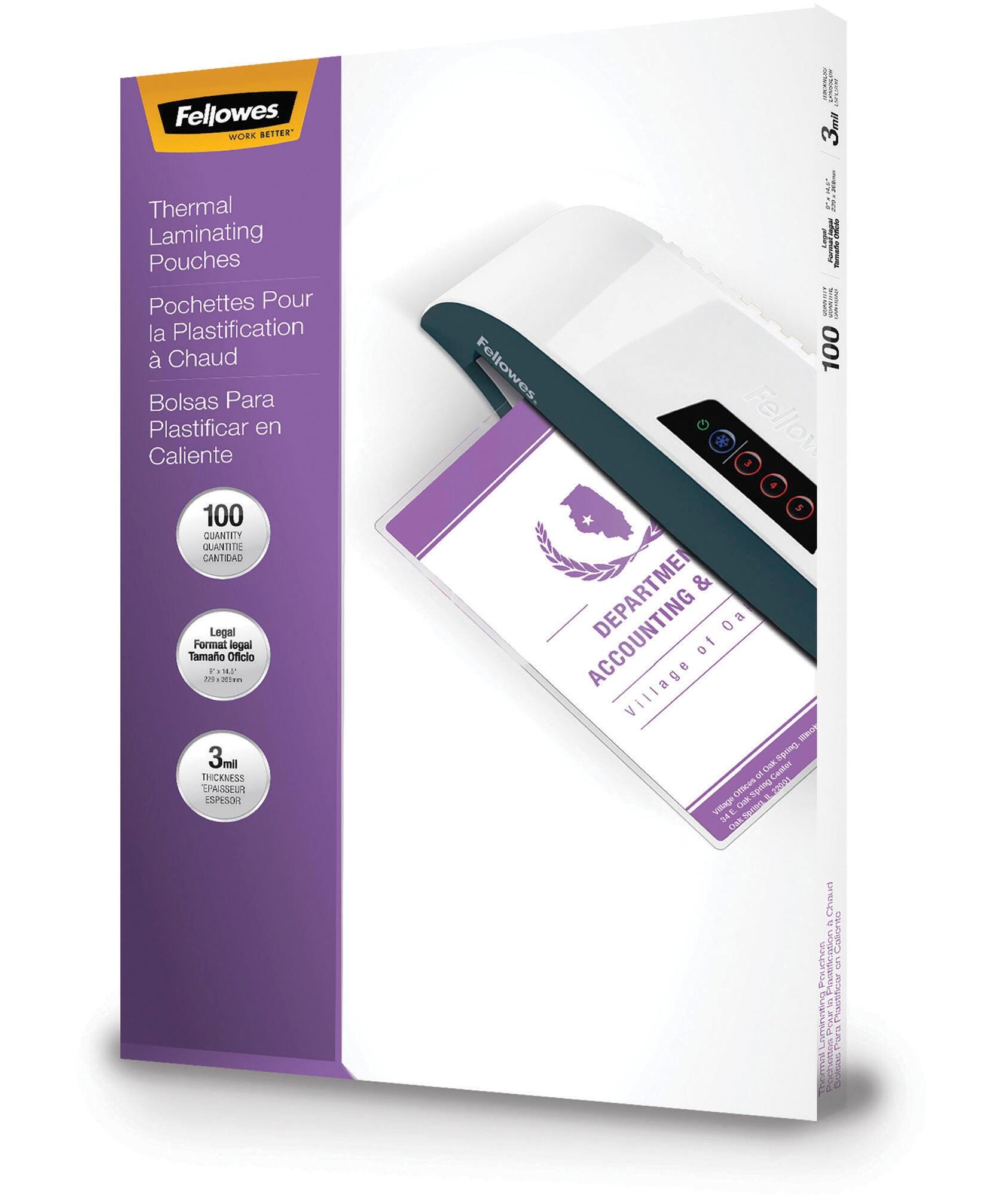 LAMINATING POUCE LGL 3ML FEL52455 PACK OF 100