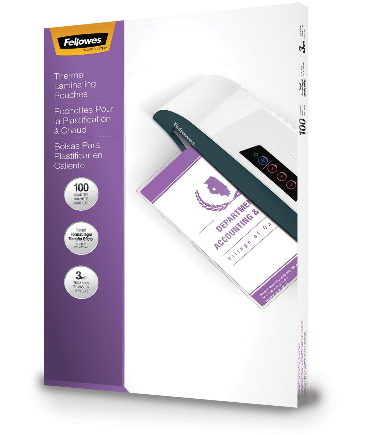 LAMINATING POUCE LGL 3ML FEL52455 PACK OF 100