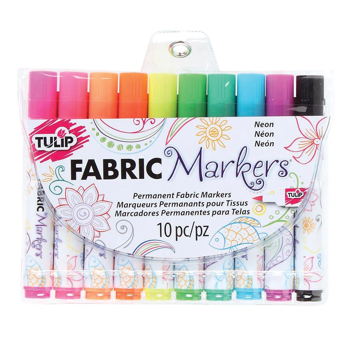 MARKERS FABRIC TULIP BRUSH TIP ASST NEON SET OF 10