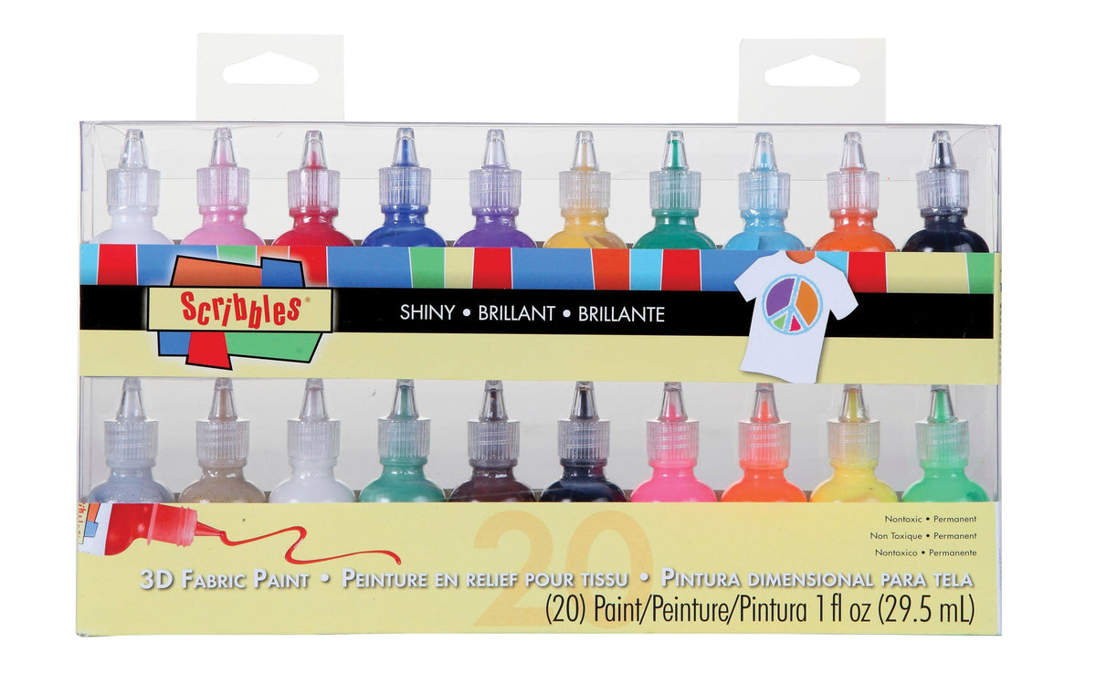 PAINT FABRIC SCRIBBLES 3D MULTI EFFECTS PRIMARY SET OF 20
