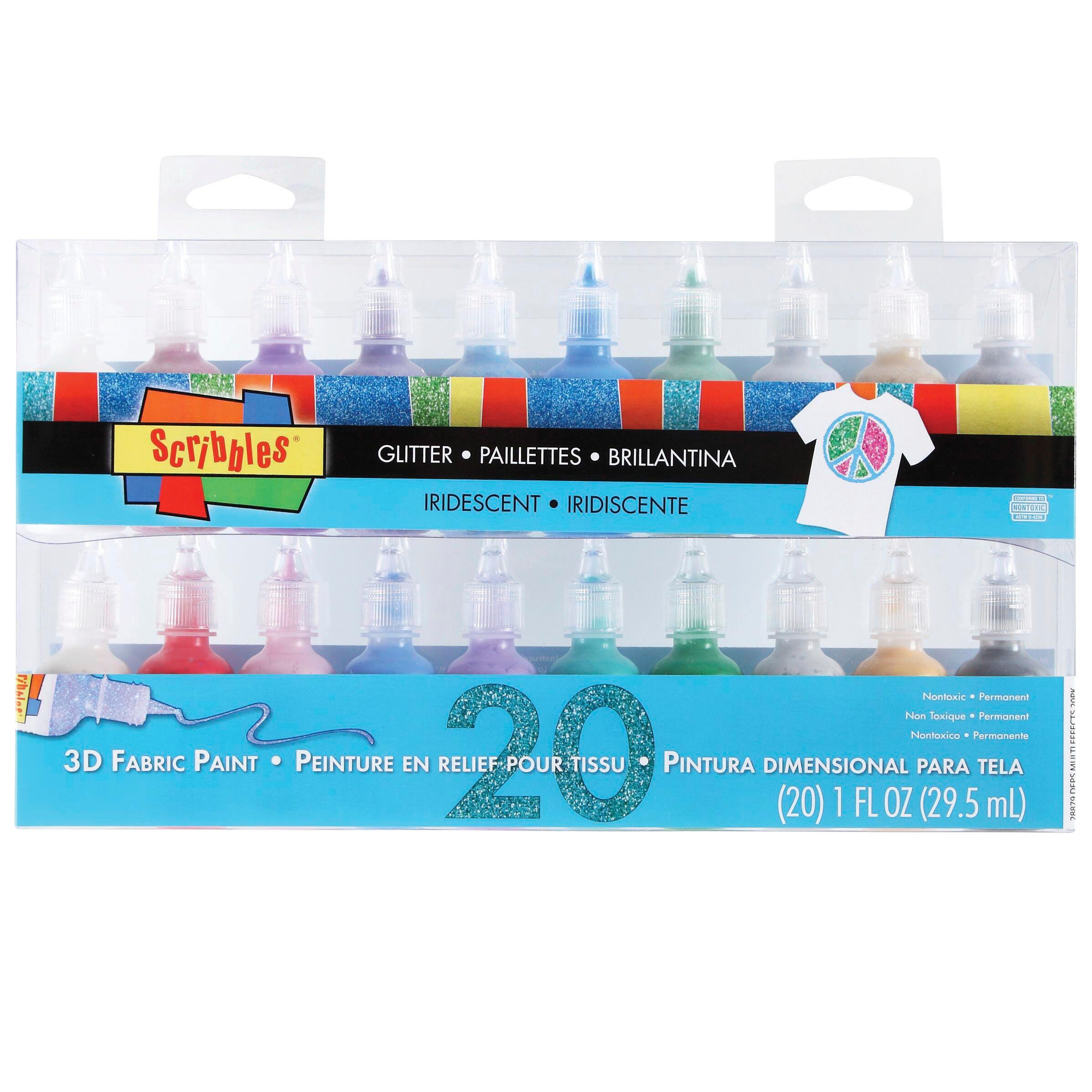 PAINT FABRIC SCRIBBLES 3D MULTI EFFECTS IRIDESCENT SET OF 20