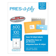 LABEL PRES-A-PLY 3-1/3 X 4 IN PK OF 600 AVE30604