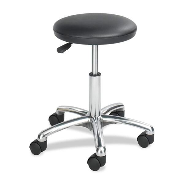 STOOL - SAFCO ECONOMY LAB - 16-21 IN ADJ H - BLACK SEAT - CHROME FRAME