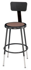 STOOL - NATIONAL PUBLIC SEATING HEAVY DUTY STEEL STOOL - HARDBOARD INSET - BACKREST - 24 IN FIXED HEIGHT - BLACK