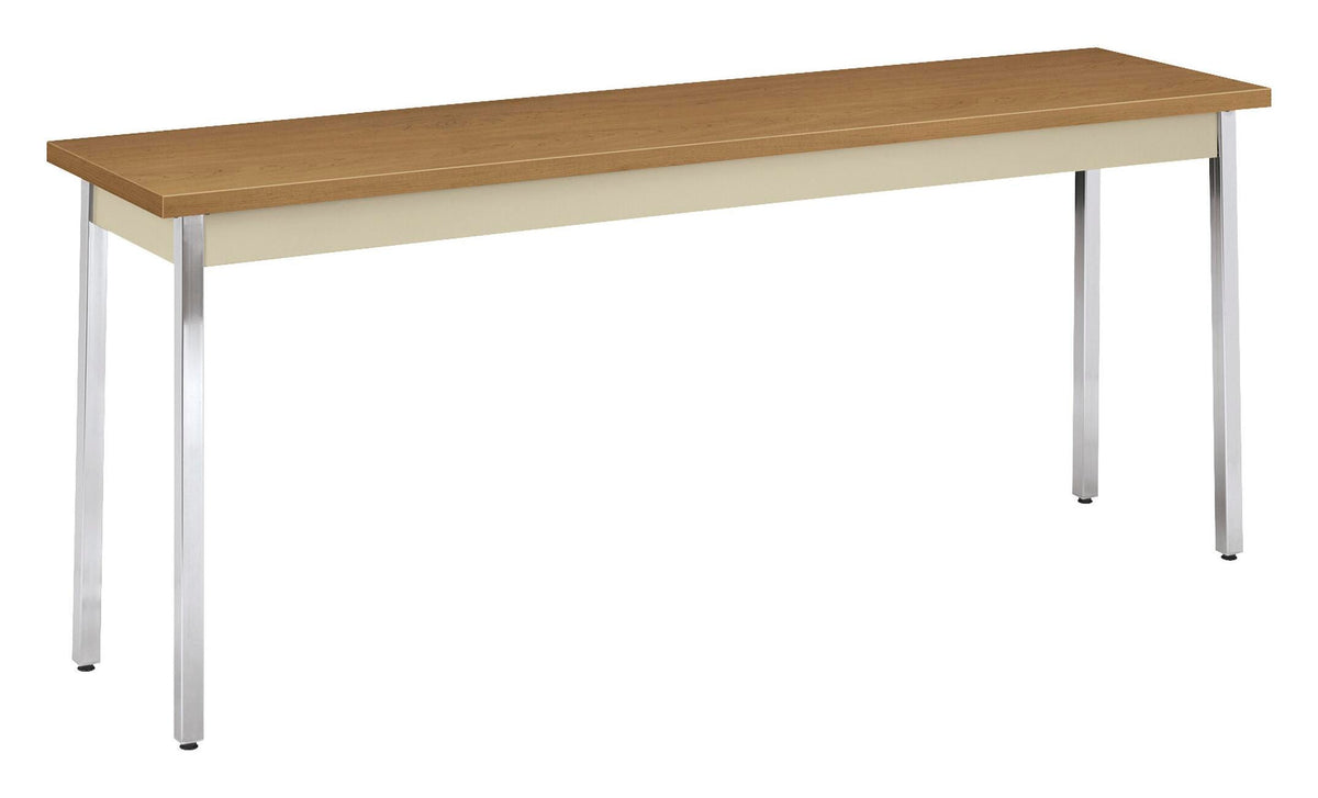 TABLE UTILITY METAL RECTANGLE 72X18X29 HARVEST LAMINATE PUTTY PAINT CHROME LEGS
