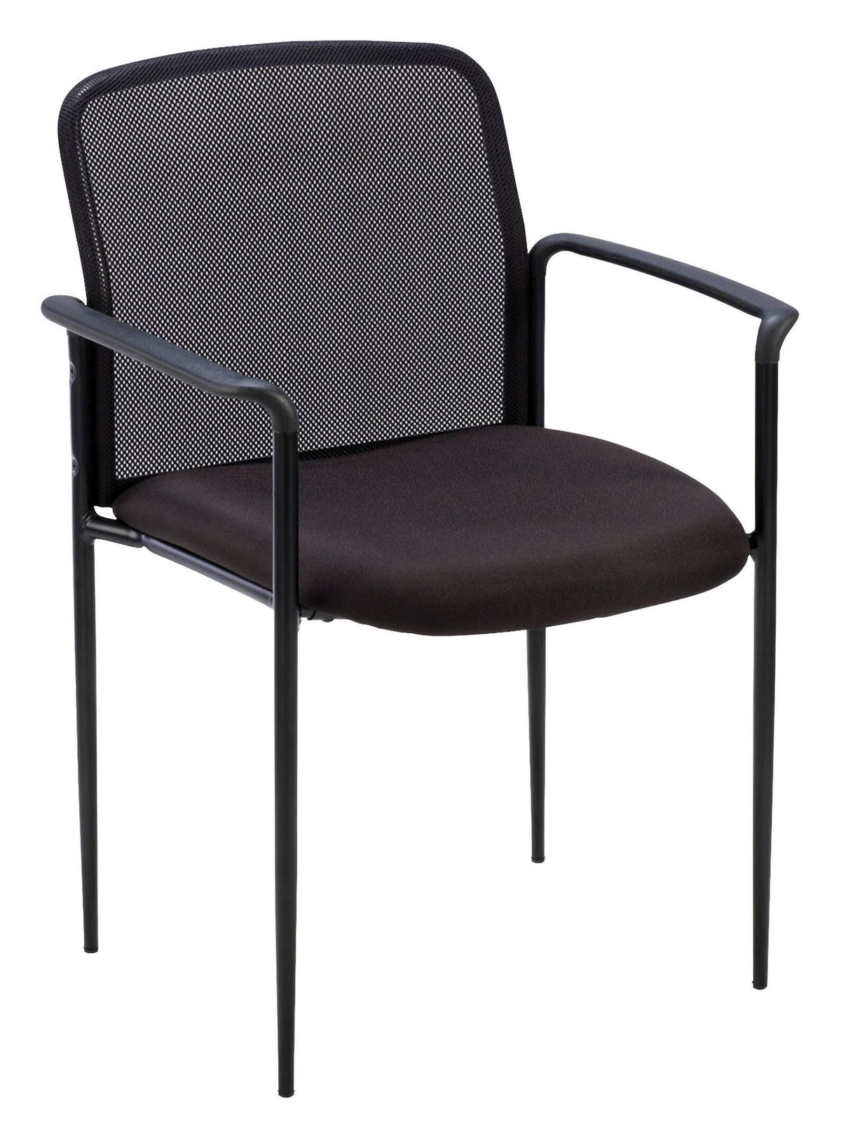 CHAIR SIDE ARM BLK LORELL FURNITURE SIDE GUEST CHAIRS SEATING PLASTIC ARMS MESH BACK STEEL FRAME FABRIC SEAT