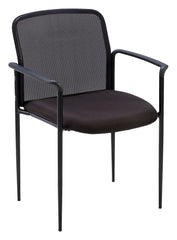 CHAIR SIDE ARM BLK LORELL FURNITURE SIDE GUEST CHAIRS SEATING PLASTIC ARMS MESH BACK STEEL FRAME FABRIC SEAT
