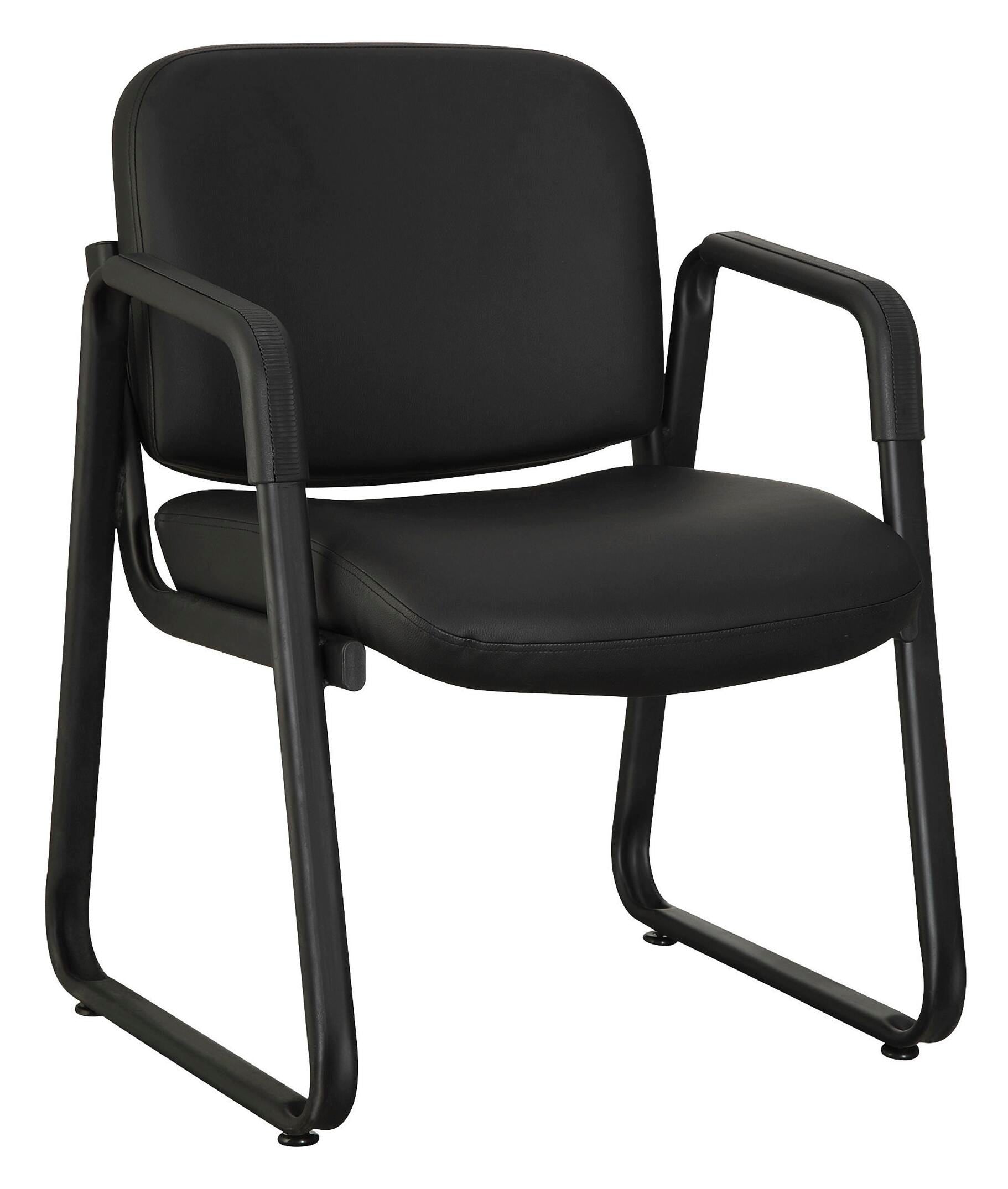 CHAIR GUEST LEATHER LORELL FURNITURE SIDE GUEST CHAIRS SEATING BLACK LEATHER