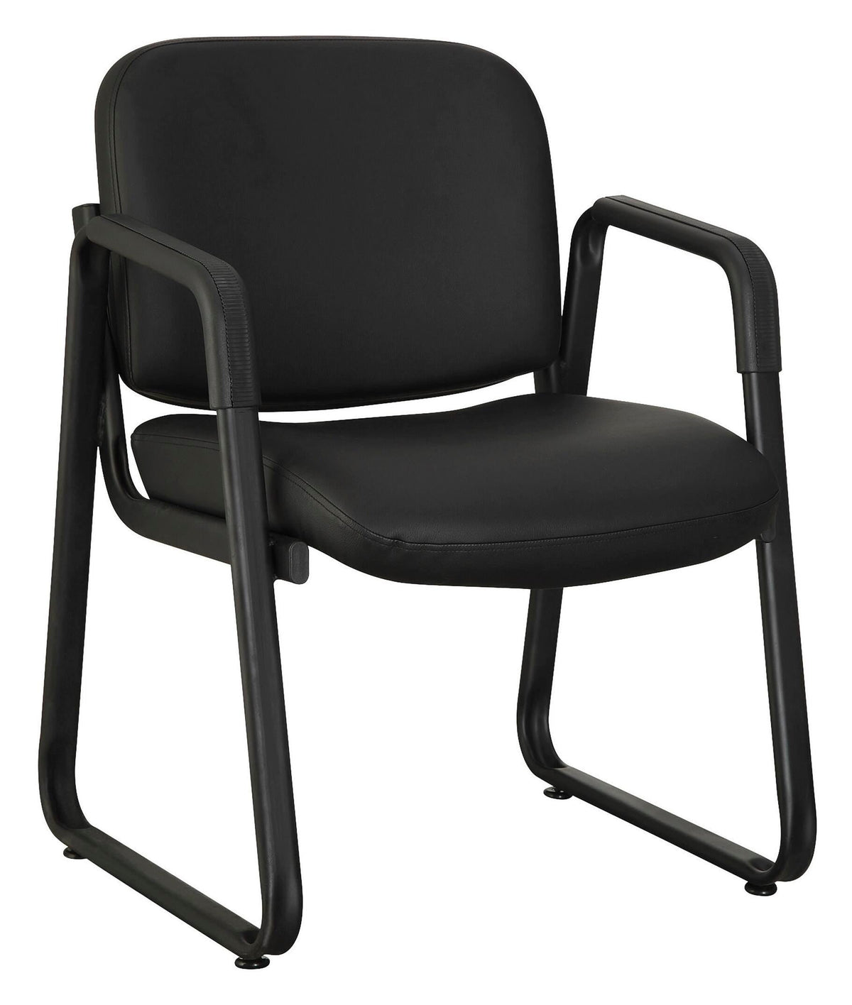 CHAIR GUEST LEATHER LORELL FURNITURE SIDE GUEST CHAIRS SEATING BLACK LEATHER