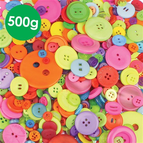 SCO CRAFT BUTTONS STANDARD ASSORTED 500G -Min Qty 20