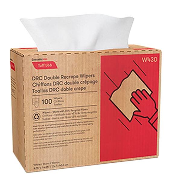 WIPER WHITE MEDIUM DUTY RECYCLED DISPENSER PACK OF 100