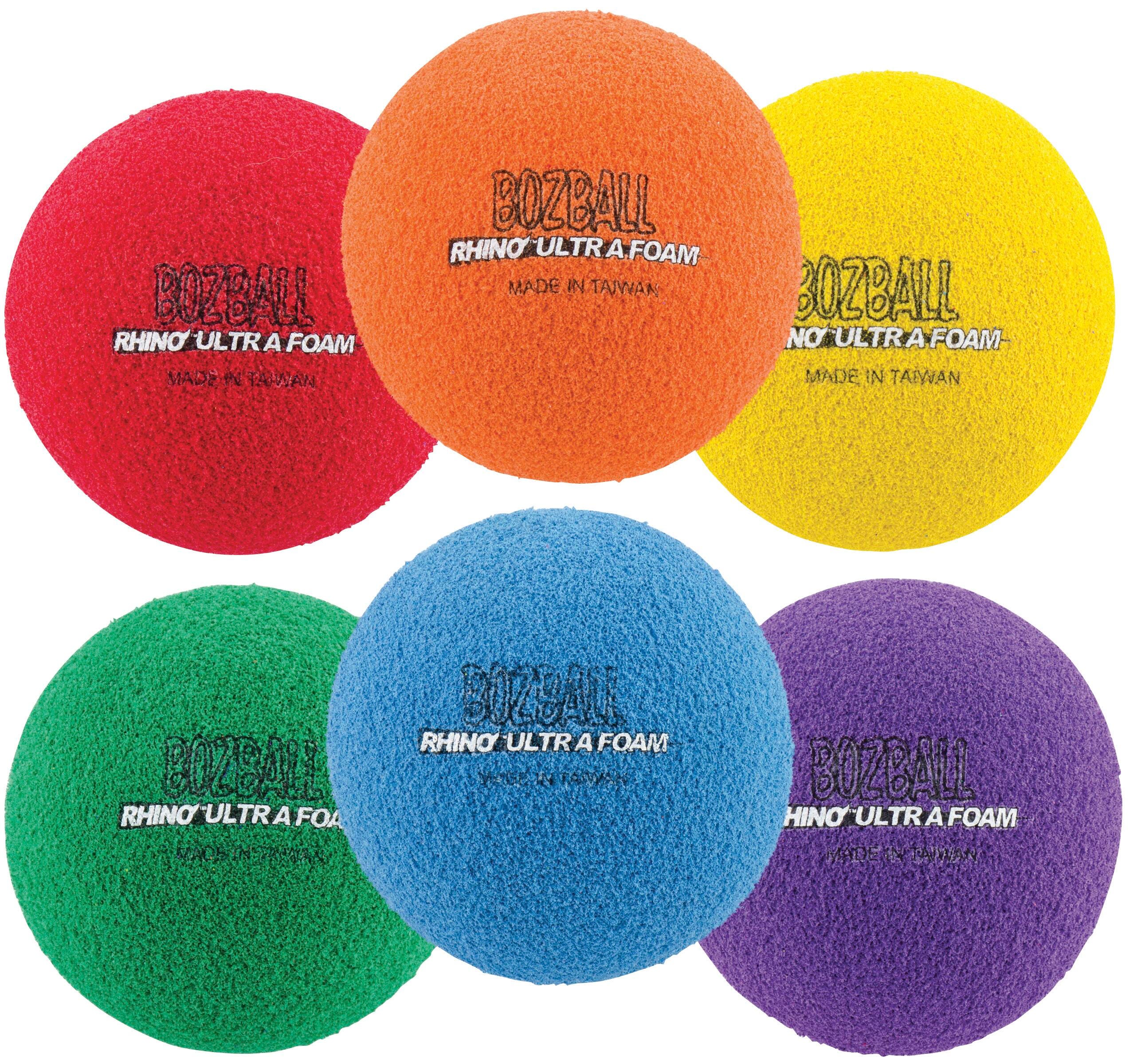 BALL - FOAM - 3 INCH DIA - RHINO-NO-BOUNCE BALL SET OF 6 COLORS