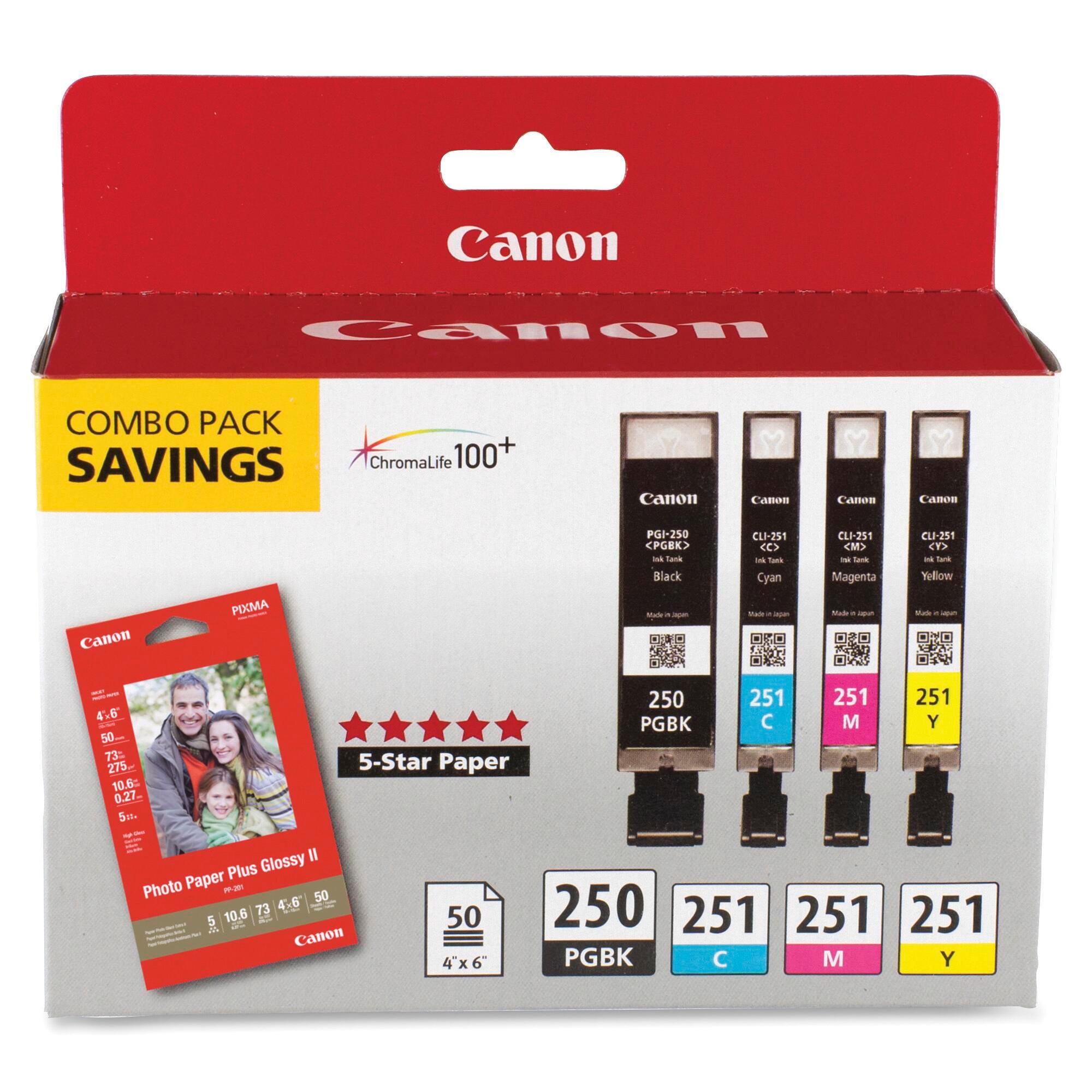 CARTRIDGE - INK TONER - CANON - CNM250BK/CLI251 - TRI-COLOR - PK OF 4