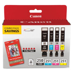 CARTRIDGE - INK TONER - CANON - CNM250BK/CLI251 - TRI-COLOR - PK OF 4