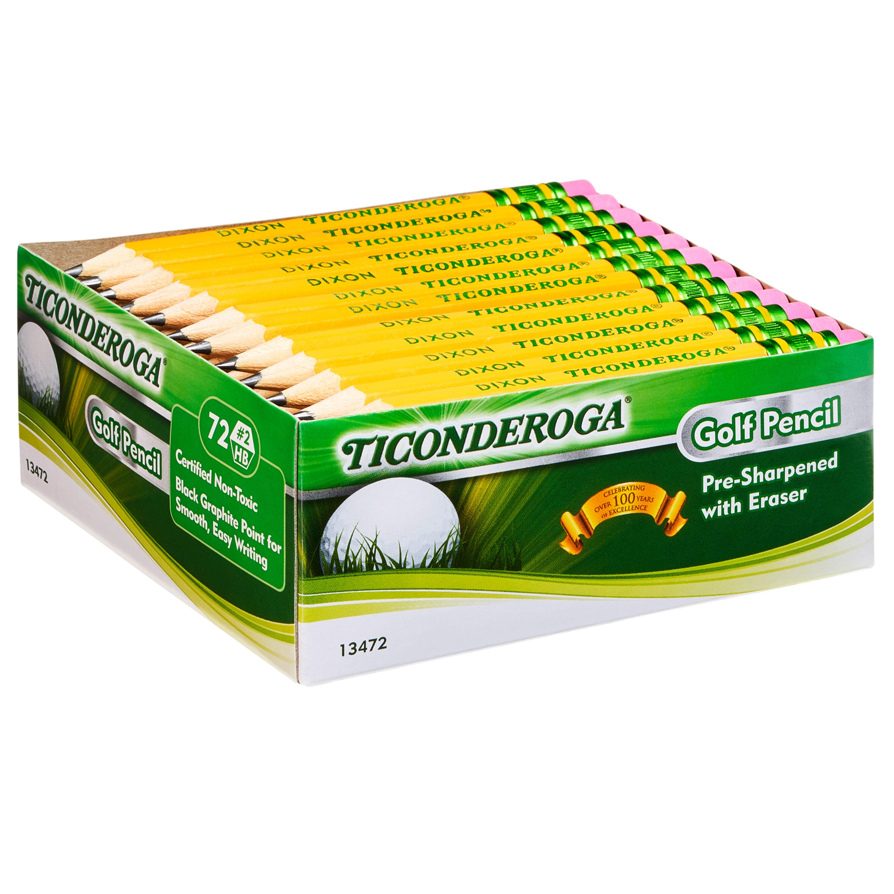 PRE-SHARPENED TICONDEROGA PENCIL COMPASS WITH ERASERS PACK OF 72