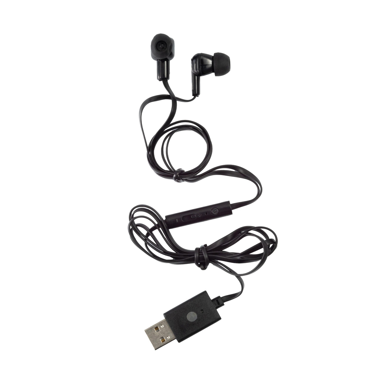 EARBUDS W/INLINE MICROPHONE - USB - BLACK - CALIFONE E3USB - EACH