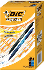 PEN SOFT FEEL RETRACTABLE MED 1.0 ASST PACK OF 36