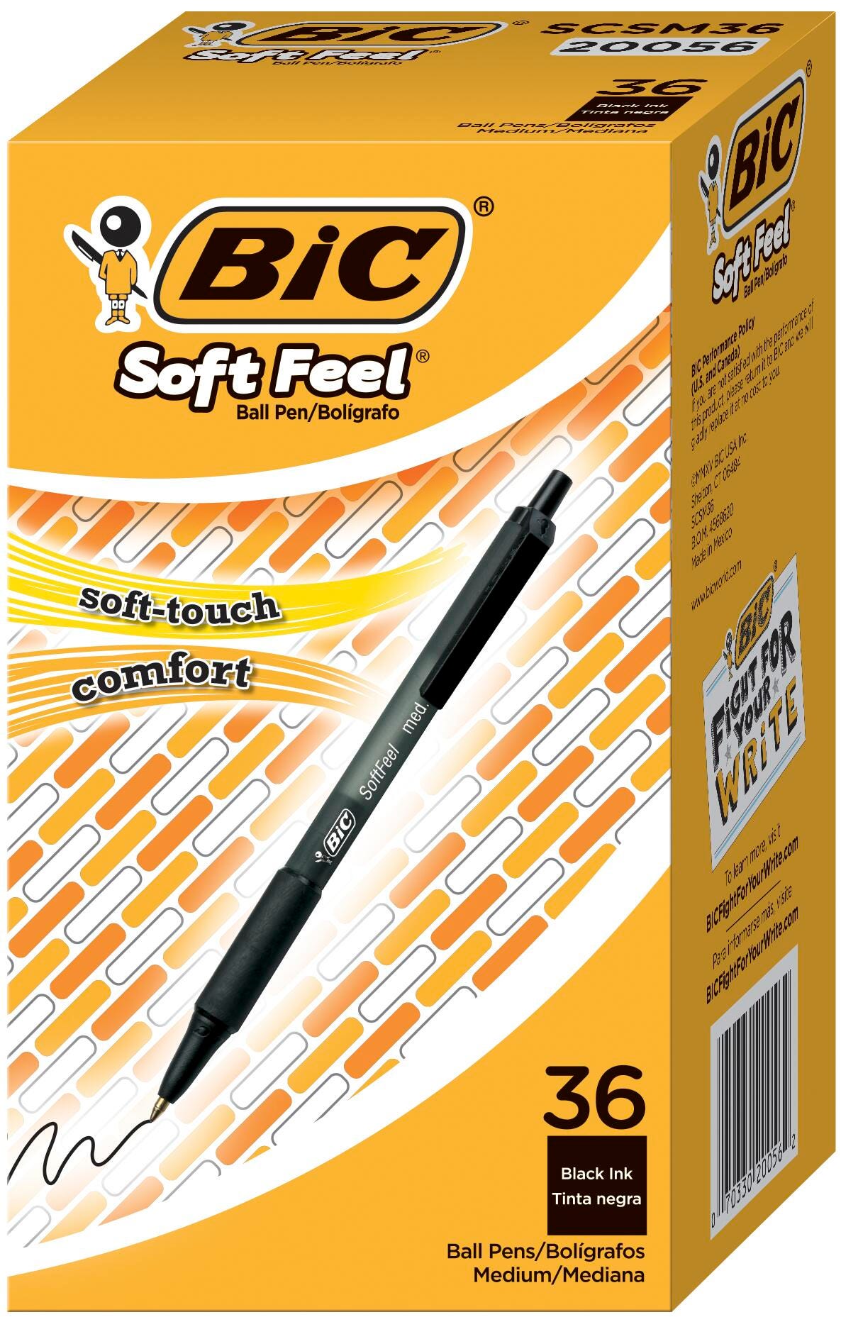 PEN SOFT FEEL RETRACTABLE MED BLACK 1.0MM PACK OF 36