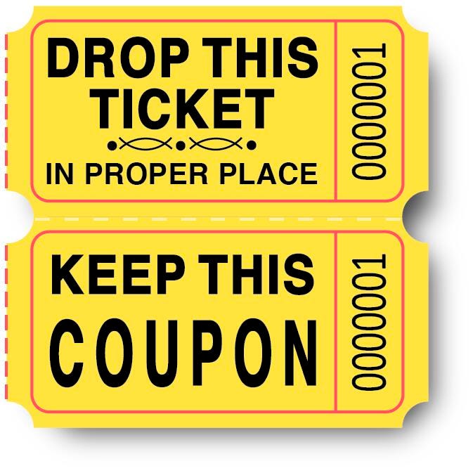 TICKETS DOUBLE ROLL 2X2 YELLOW PACK OF 2000