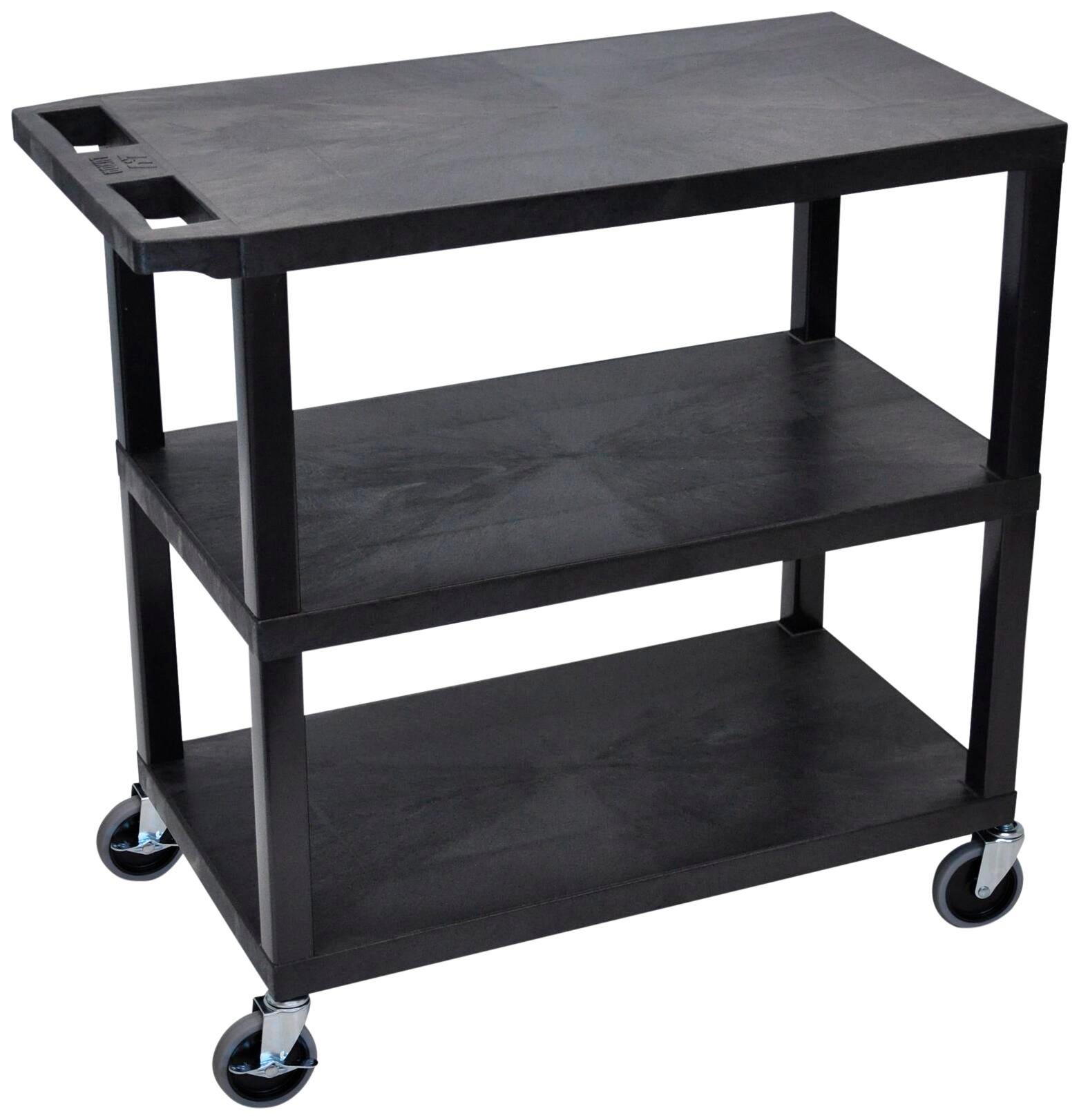 UTILITY CART - LUXOR MULTI PURPOSE UTILITY CART - 3 FLAT SHELVES - 35-1/4X18X34-1/2 - SPECIFY COLOR