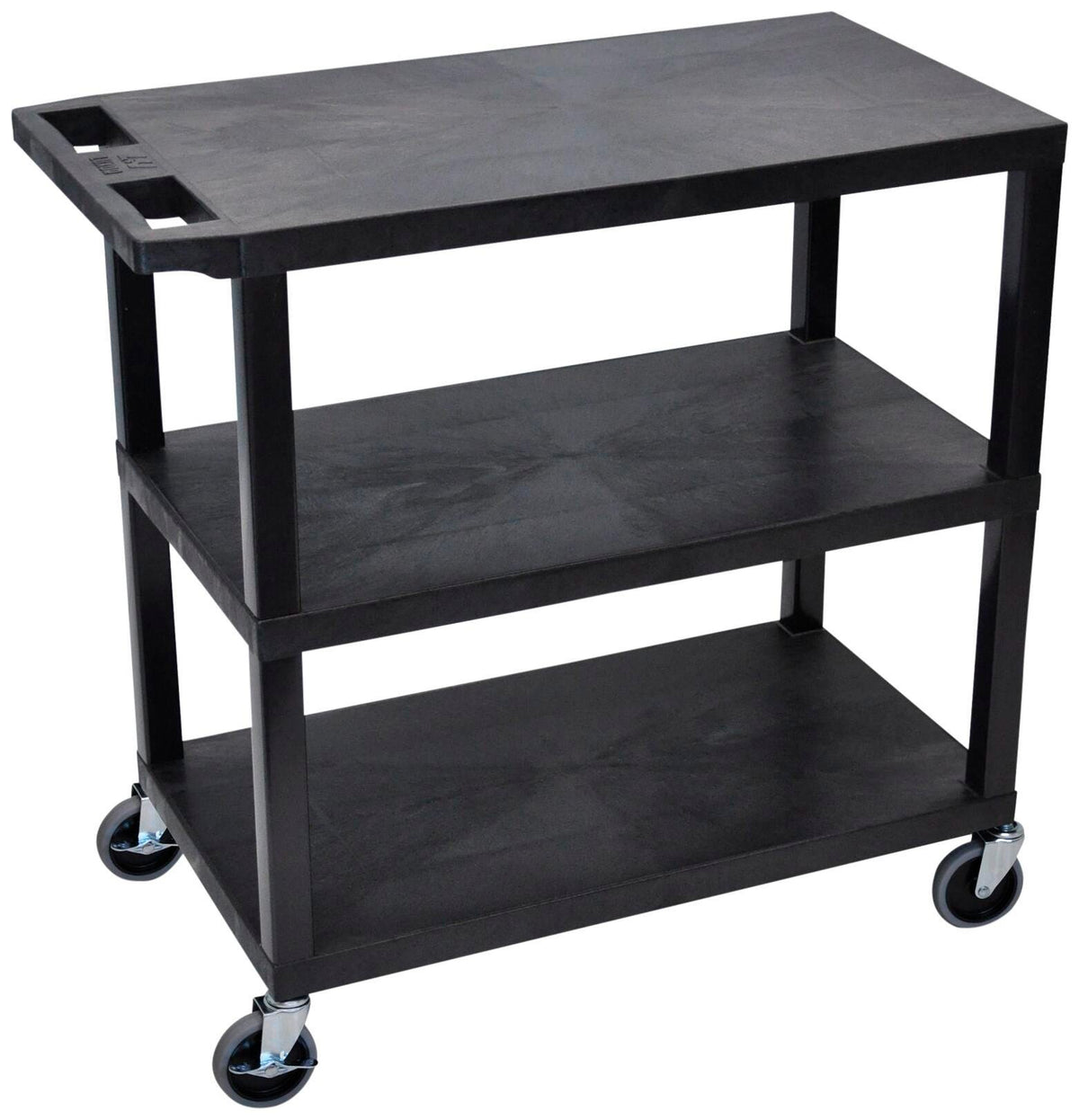 UTILITY CART - LUXOR MULTI PURPOSE UTILITY CART - 3 FLAT SHELVES - 35-1/4X18X34-1/2 - SPECIFY COLOR