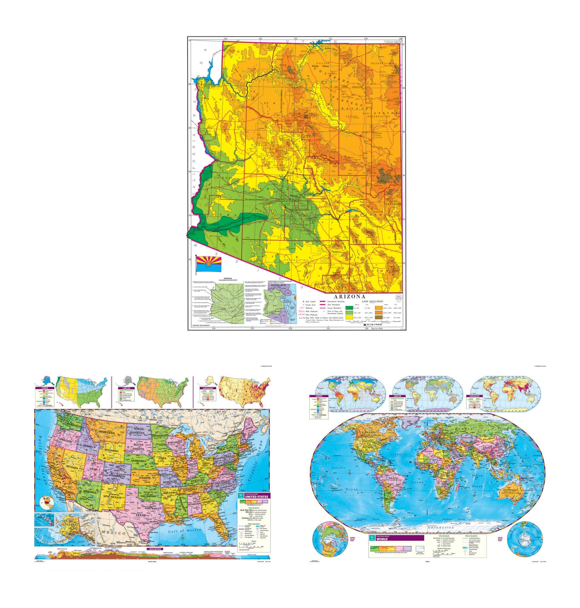 MAP NYSTROM ARIZONA/ US/WORLD COMBO