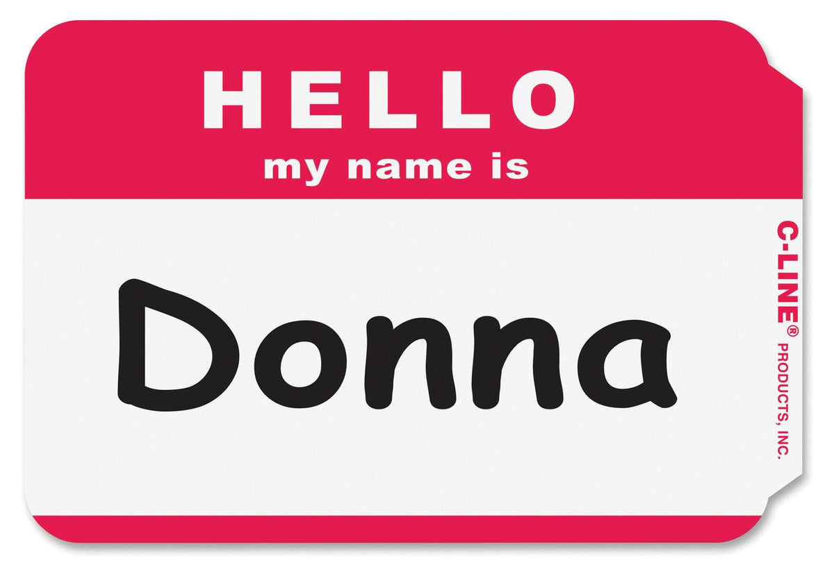 NAME BADGE ADHESIVE HELLO RED BORDER PK OF 100 CLI92234