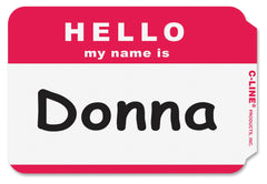 NAME BADGE ADHESIVE HELLO RED BORDER PK OF 100 CLI92234