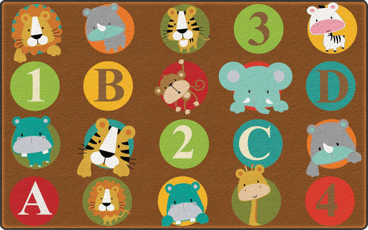 FLAGSHIP CARPETS - ABC AND 123 ANIMALS - 6 FT X 8 FT 4 IN - DARK